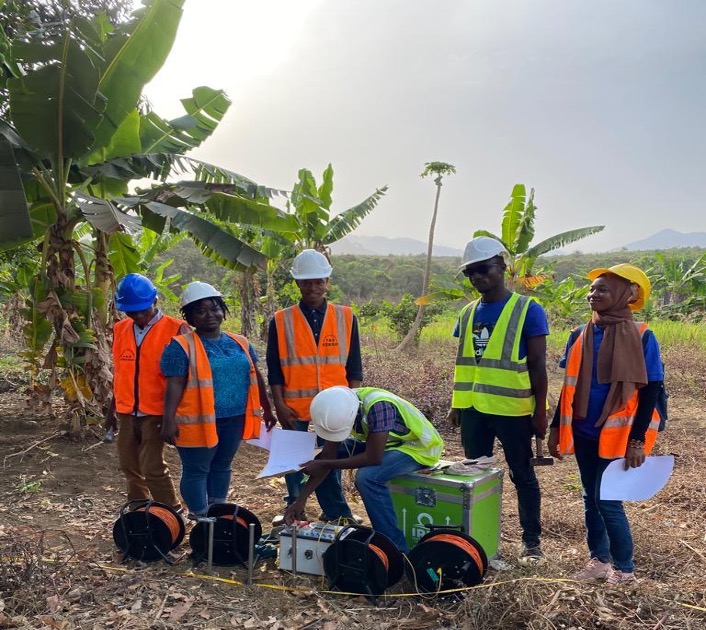 Geophysical resistivity survey in the field
